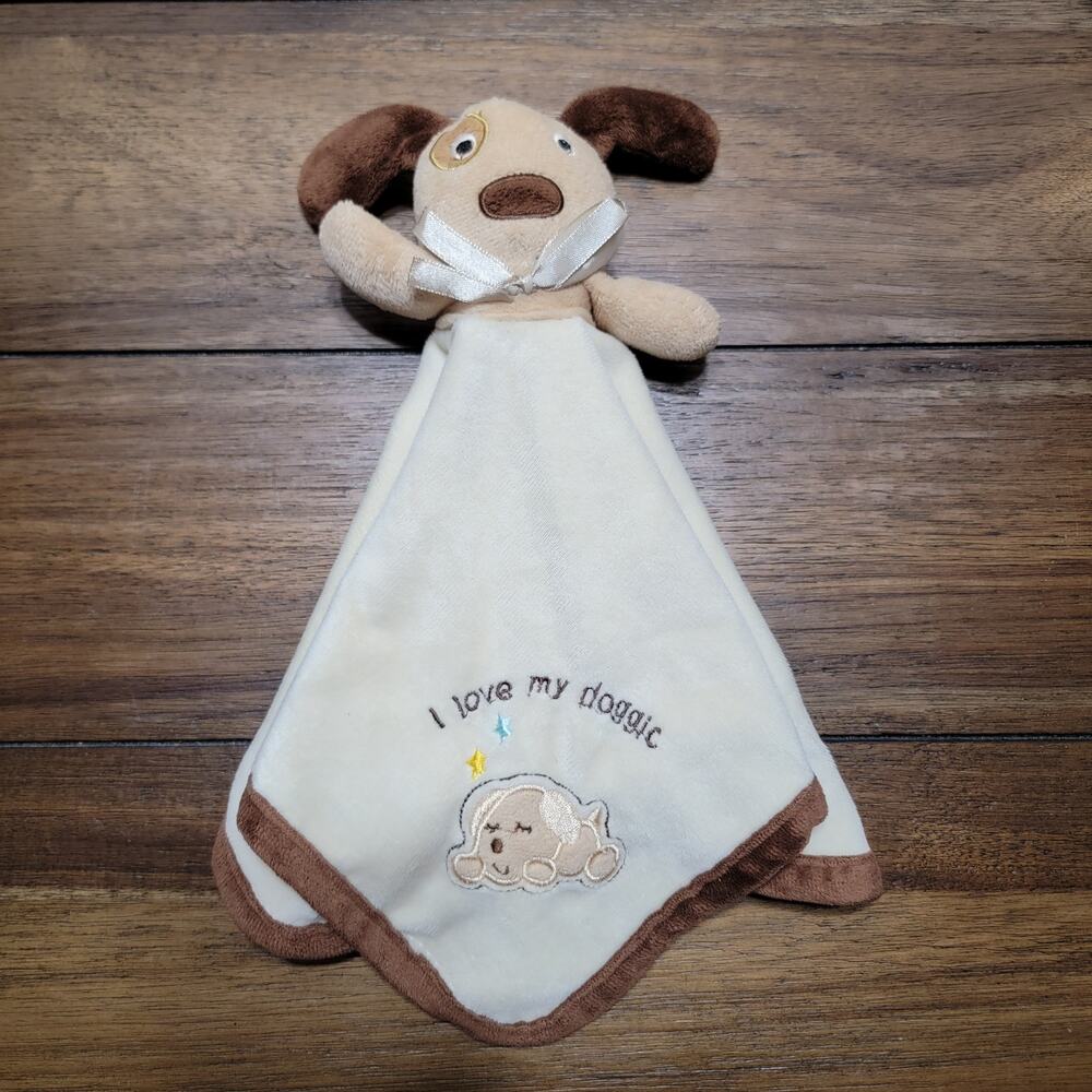 Baby Gear Infant Beige Puppy Security Blanket Lovey "I Love My Doggie"